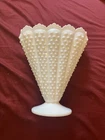 Vintage FENTON Hobnail Milk Glass 8" Fan Vasr