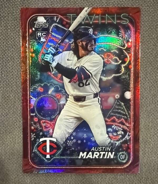 H67 Austin Martin 2024 Topps Holiday Tree Red Metallic /10 Minnesota Twins