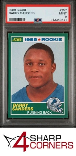 1989 SCORE #257 BARRY SANDERS RC HEISMAN LIONS HOF PSA 9