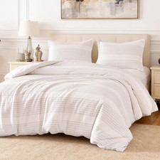 Waffle Weave Microfiber 3-Piece Duvet Cover Set, Includes 1 Duvet Cover and 2 Pi