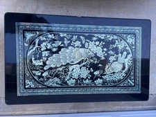 Korean Chinoiserie Low Folding Table Mother of Pearl Peacock Vintage
