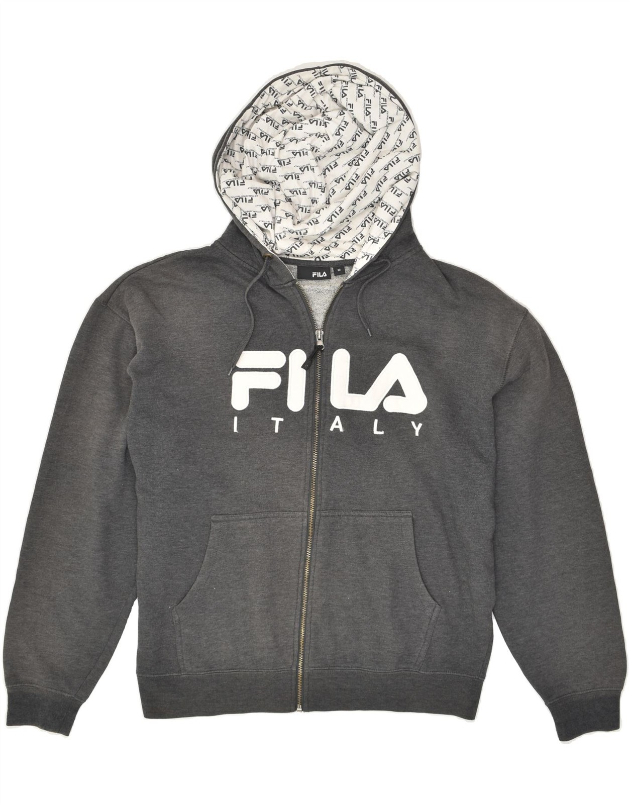 FILA Felpa con cappuccio e zip grafica uomo cotone grigio medio BA11