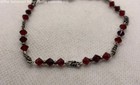 925 Sterling Silver Red Beaded Bracelet W/ Etched Band Ring - 7.3g — photo 2