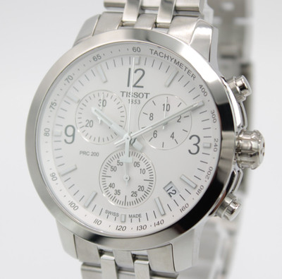 TISSOT PRC 200 43mm Chronograph Silver Dial Men's Watch T114.417.11.037.00