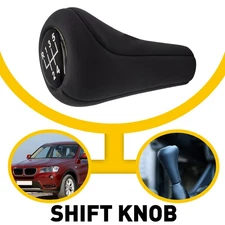 5 Speed Gear Shifter Knob Handle Black Leather For BMW 1 3 5 6 7Series X1 Z4 M3