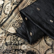 Sanskriti Vintage Black Pure Satin Sarees Banarasi Brocade Zari Hand Woven 5 Yd