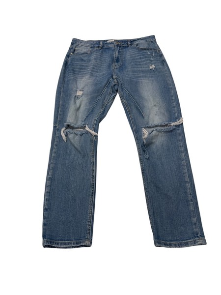Decjuba D Luxe Basics Womens Blue Straight Ripped Denim Jeans Size 10