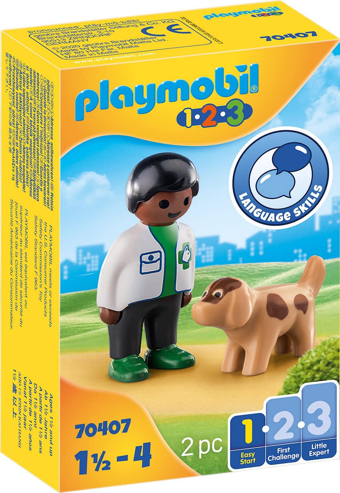PLAYMOBIL 1.2.3 70407 Ветеринар с собакой, для детей в возрасте от 1,5 до 4 лет