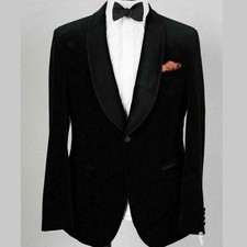 Men's Black Velvet Stylish Party Wear Elegant Dinner Blazer