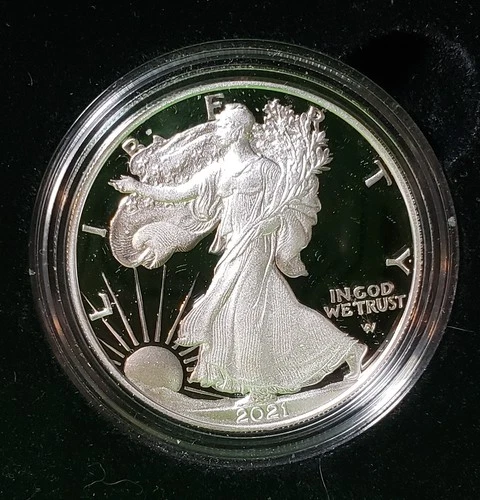 2021-W 1oz Proof American Silver Eagle Type 2 (21EAN) , w/Box & COA