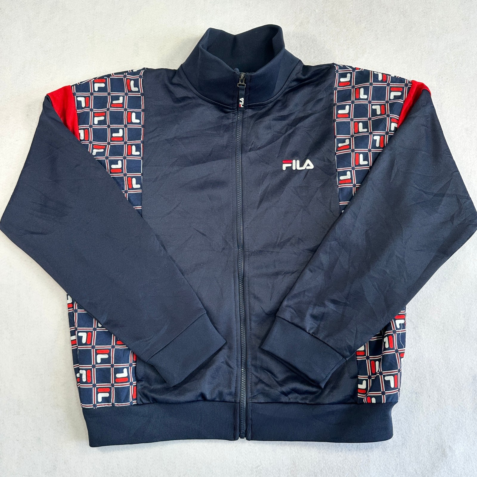 Giacca Fila Track uomo grande blu full zip logo indie stile anni 90 trackie top