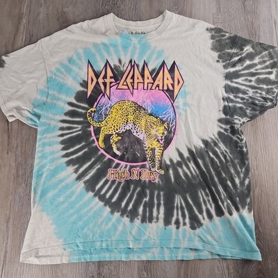 Def Leppard High  N  Dry Tie-Dye Graphic Tee - XL Concert Vintage Style No Vinyl