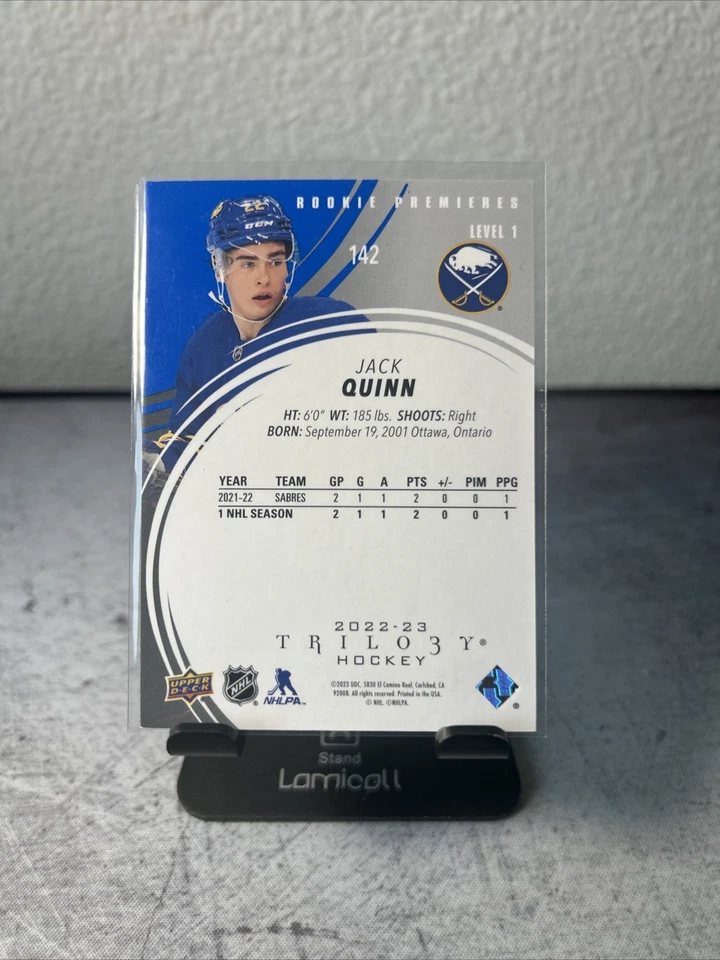 2022-23 Upper Deck Trilogy Rookie Premieres Level 1 Jack Quinn #56/199. Sabres - Image 2 of 2