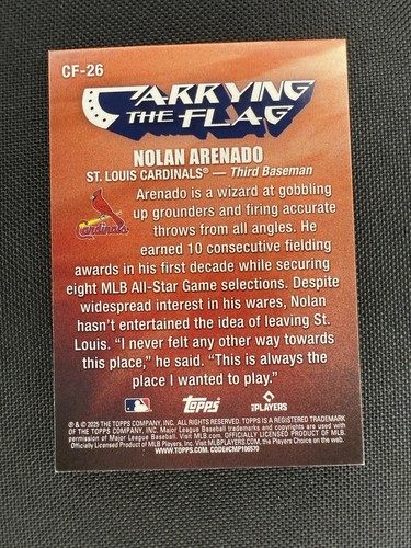 2025 Topps Nolan Arenado Carrying The Flag SP /100 St. Louis Cardinals - Picture 2 of 11