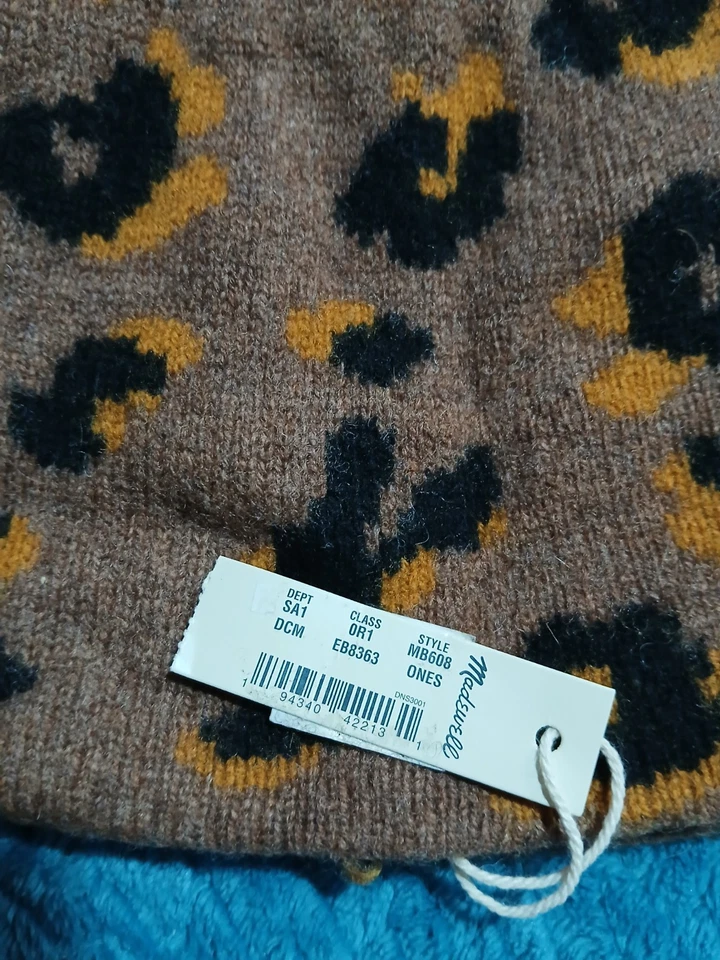 Gorro Madewell Lana Merino Marrón Estampado Animal Talla Única Cálido Acogedor Foto 2 de 2