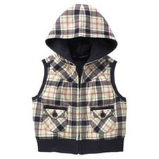 NEW Gymboree girls 5 S Prep School flannel plaid hoodie puffer vest jacket navy