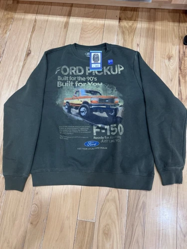 NWT Men's FORD Pickup 90's Green Crewneck Sweater Size L