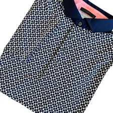 Greyson Polo Men's Large Navy White Wolf AOP Performance Golf Polo Short Sleeve