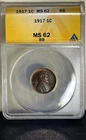 1917 1C Lincoln Wheat Cent - PCGS MS 62 RB-Nice Luster!