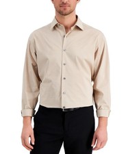 Alfani Mens Regular Fit Plaid Button Dress Shirt Brown Size 15/15.5 x 32/33 65
