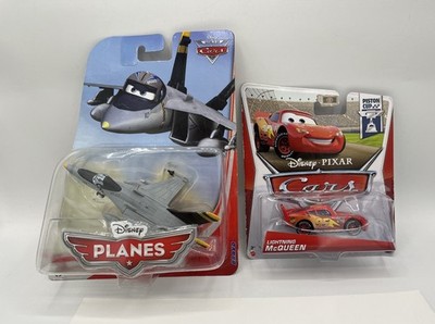 Mattel Disney Pixars Planes Bravo The Jet Fighter  & LightningMcQueen Piston Cup