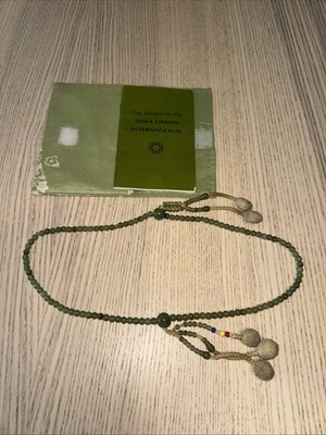 Vintage SGI Buddhist Prayer Beads Juzu Green Aventurine Jade Liturgy Book Pouch