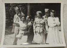 WWII Military Group Snapshot Photo Soldier Uniform Couple Romance Vintage