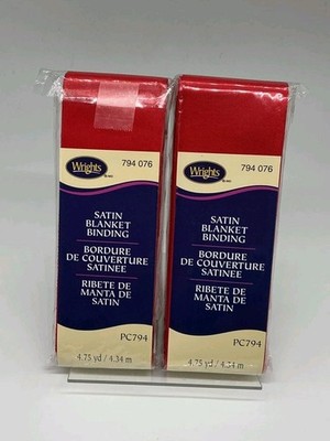 Wrights Satin Blanket Binding #794 Red 4¾ Yards Each   Lot of 2