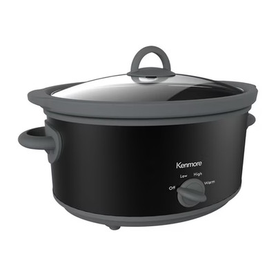 5QT Slow Cooker Black Gray Compact Countertop Simple Dial Control