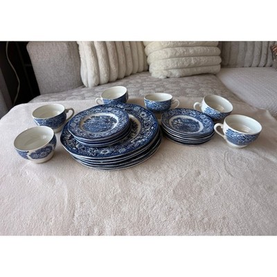 Liberty Blue Dinner Set Original Copper Engravings on Staffordshire Ironstone 29
