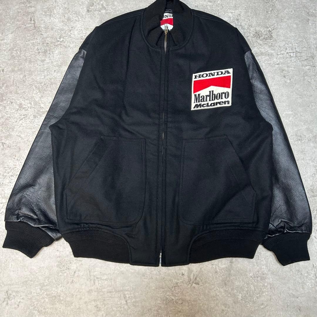 Rare HONDA Marlboro McLaren Wool Leather Sleeve Black Stadium