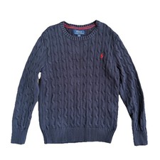 Polo Ralph Lauren Cable Knit Cotton Sweater Navy Long Sleeve Boys M 10-12