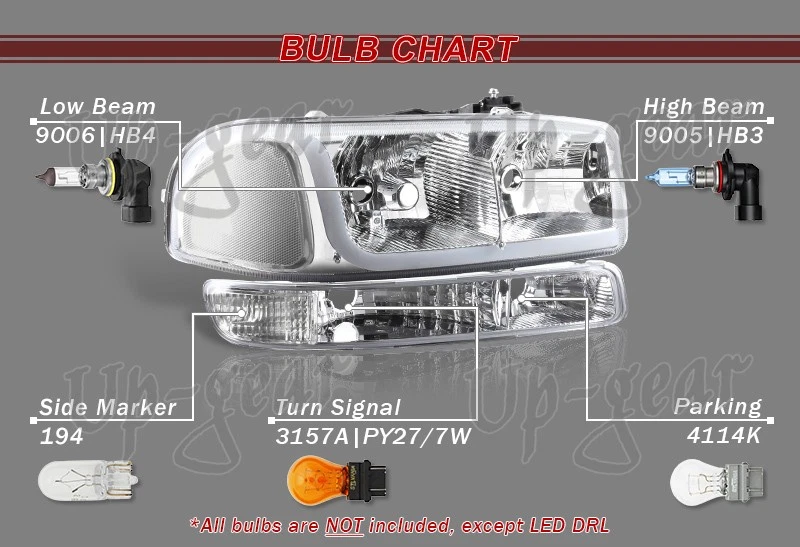 Faros LED cromados + parachoques 4 piezas para GMC Sierra 1500 2500 DRL 99-06 Foto 4 de 4