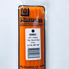 Plastruct 90863 Styrene Round Rod 3/16"x 10" (5)