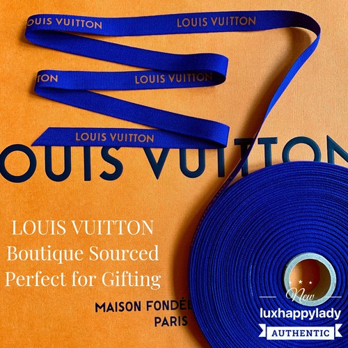 1 Yard / 36" of LOUIS VUITTON Gift Ribbon Blue Gold Logo New 100% Authentic❤️
