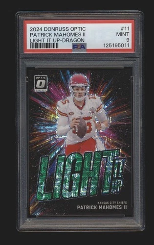 2024 PANINI DONRUSS OPTIC LIGHT IT UP DRAGON #11 PATRICK MAHOMES II #/24 PSA 9