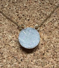 Luna Norte Druzy Quartz Necklace 16” - 18” 14k Gold Plated Brass