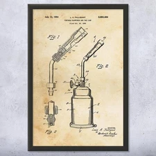 Blow Torch Patent Wall Art: Metal Worker, Welder Gift, Welding Equipment