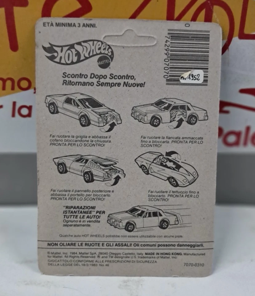 HOTWHEELS 1/64 AUTO DA SCONTRO MATTEL 1984 ITEM 7070 MADE IN HONG KONG - Immagine 2 di 2