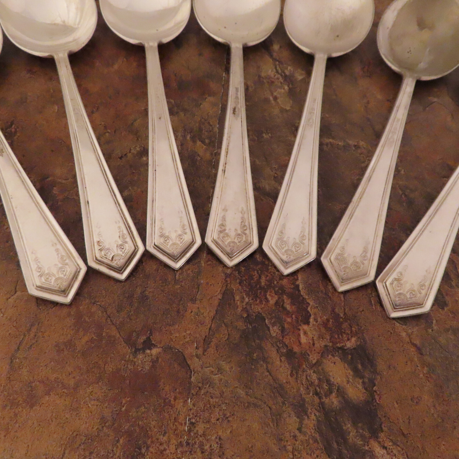 IS Lasalle 7 Round Soup Spoons Wm Rogers Vintage Silverplate Flatware