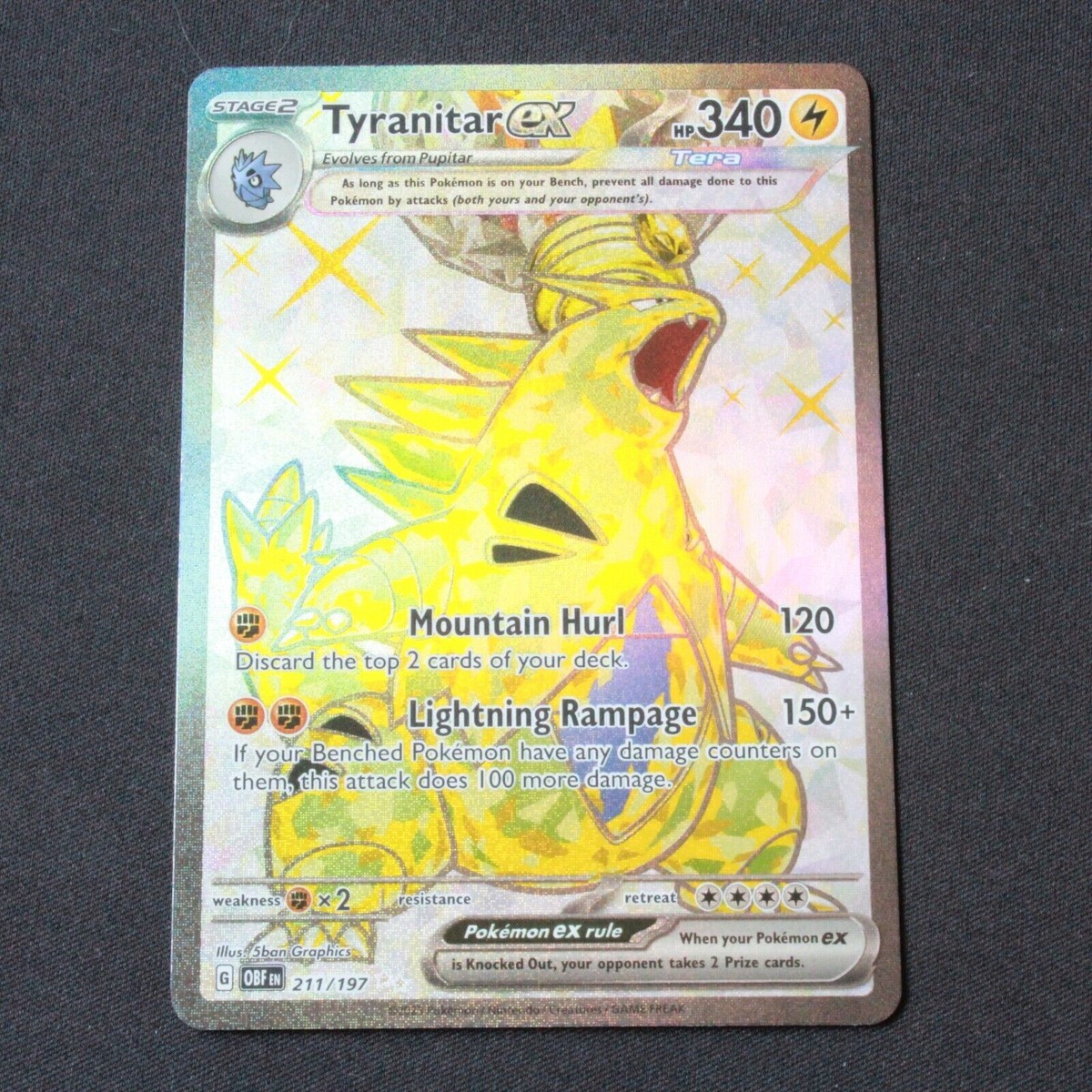Pokemon SV03: Obsidian Flames Ultra Rare Holofoil Tyranitar ex 211/197 NM