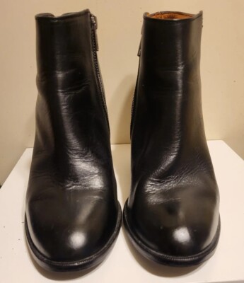 Madewell 1937 Black Leather Side Buckle Heeled Ankle Boots  display picture 1