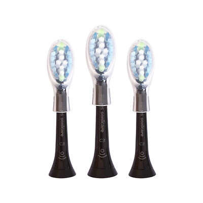 3x Philips DiamondClean Smart C3 Plaque Control Brush Heads | Black | No Box