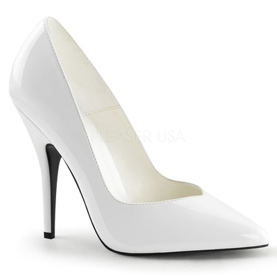 white patent stilettos