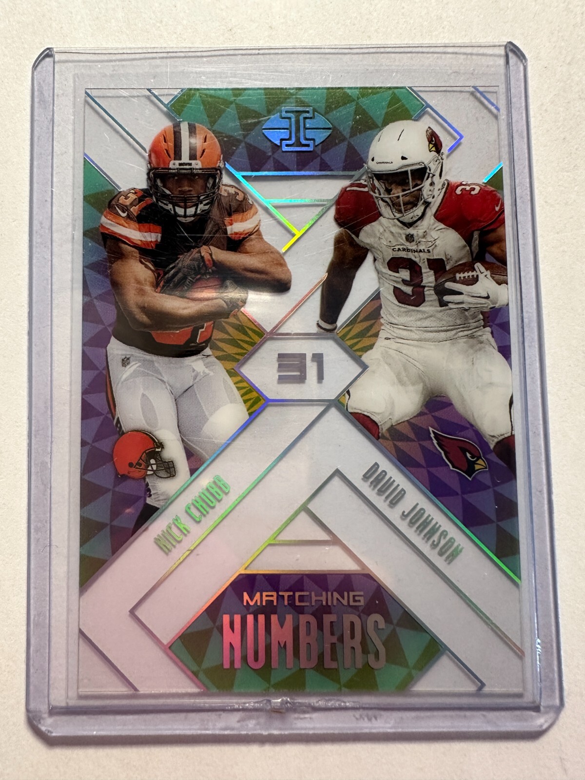 K46,399 - 2018 Panini Illusions Matching Numbers #7 David Johnson/Nick Chubb