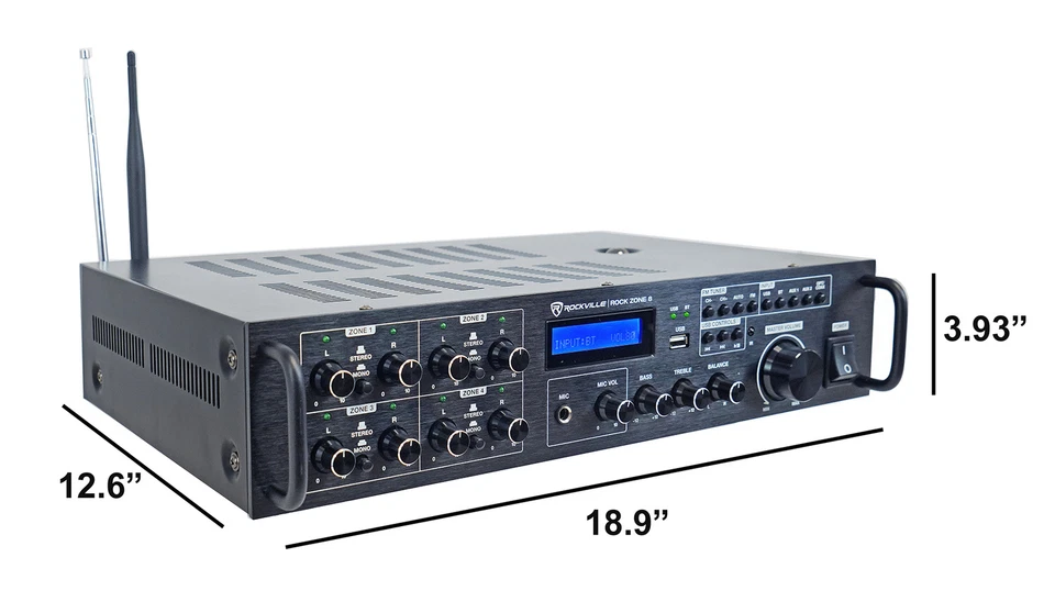 Rockville Rock Zone 8 Channel 1000W Commerical Receiver For Restaurant/Bar/Cafe - Image 3 of 4