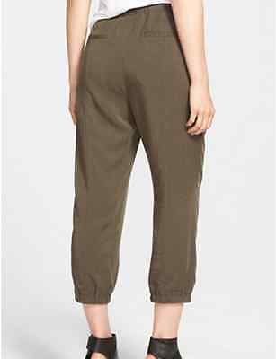 S NWT Eileen Fisher Crop Tapered Pants Tencel Twill Surplus Green $178 M