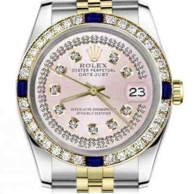 Rolex Datejust 36 mm Pink String Diamond Dial Sapphire & Diamond Bezel 2 Tone