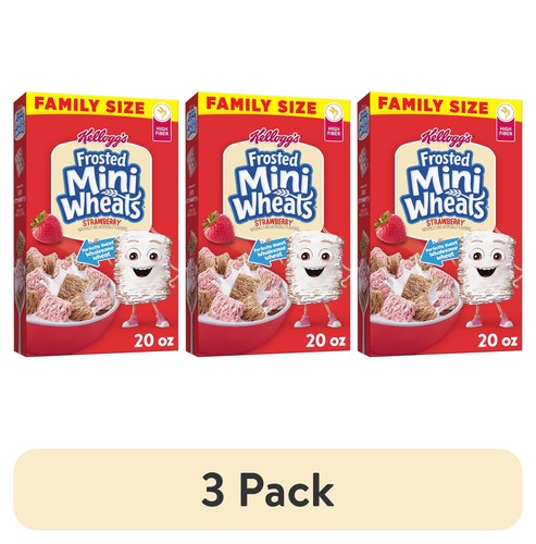 (3 pack) Frosted Mini-Wheats Breakfast Cereal, Kids Cereal