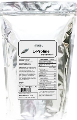 NuSci Pure L-Proline Powder 1000g (2.2lb) Collagen Component